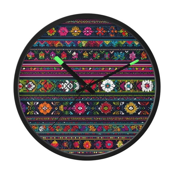 Indoor 12' Voice-Activated Luminous Decoration Wall Clock With LED Night Light Seamless Vector Pattern