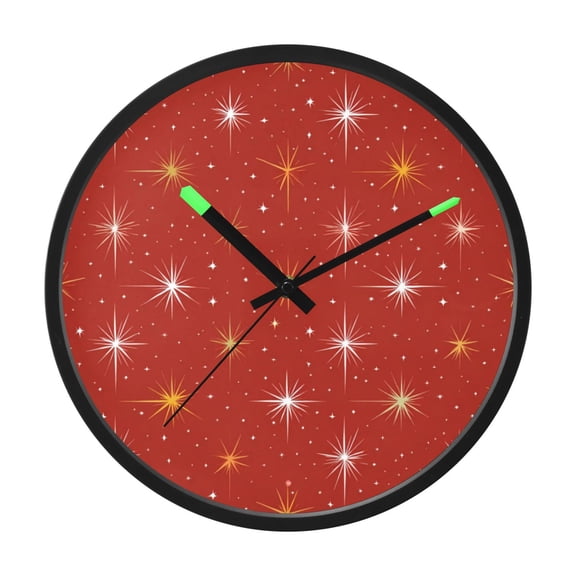 Indoor 12' Voice-Activated Luminous Decoration Wall Clock With LED Night Light Shinny Stars