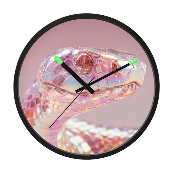 Indoor 12' Voice-Activated Luminous Decoration Wall Clock With LED Night Light Snake Holographic Style