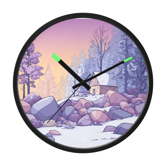 Indoor 12' Voice-Activated Luminous Decoration Wall Clock With LED Night Light Snow and Rocks