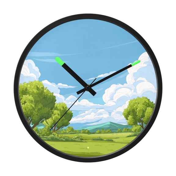 Indoor 12' Voice-Activated Luminous Decoration Wall Clock With LED Night Light Spring Scenery