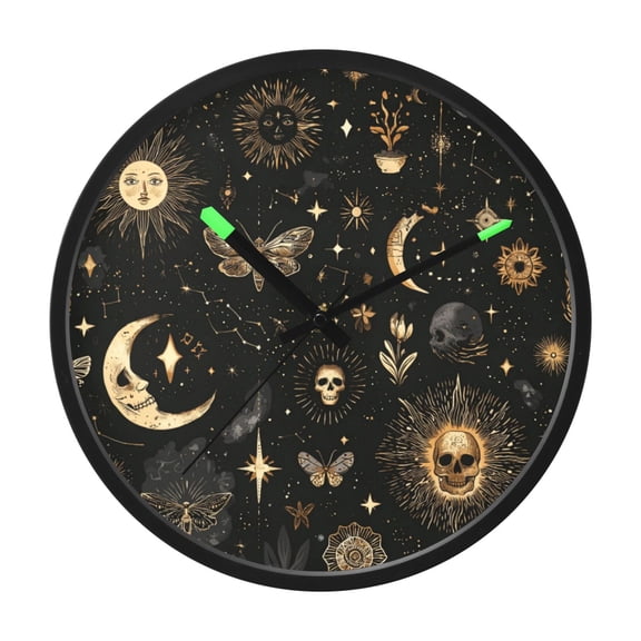 Indoor 12' Voice-Activated Luminous Decoration Wall Clock With LED Night Light Stars Moons Suns Constellations