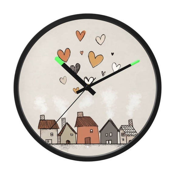 Indoor 12' Voice-Activated Luminous Decoration Wall Clock With LED Night Light Symbolizing Love & Home Comfort