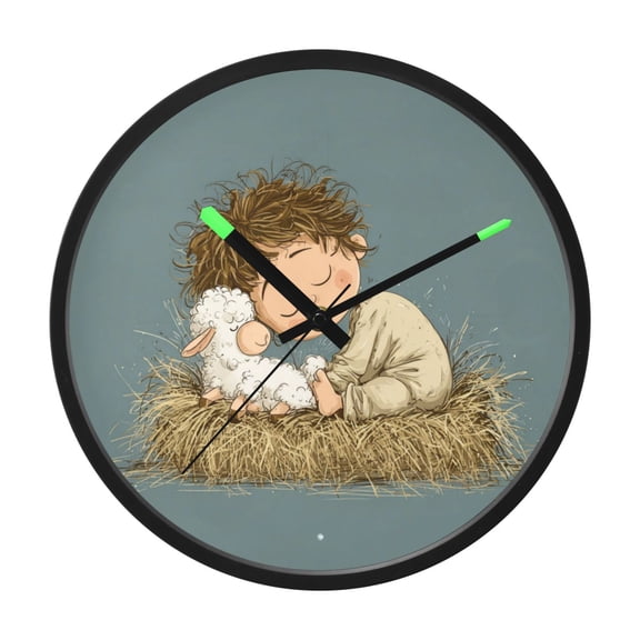Indoor 12' Voice-Activated Luminous Decoration Wall Clock With LED Night Light The Lamb