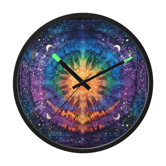 Indoor 12' Voice-Activated Luminous Decoration Wall Clock With LED Night Light Tie-dye Pattern
