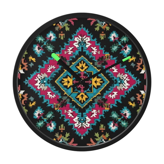 Indoor 12' Voice-Activated Luminous Decoration Wall Clock With LED Night Light Tribal Motifs Pattern