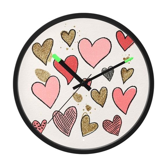 Indoor 12' Voice-Activated Luminous Decoration Wall Clock With LED Night Light Various Heart Shapes
