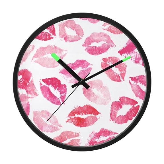 Indoor 12' Voice-Activated Luminous Decoration Wall Clock With LED Night Light Various Red Lips