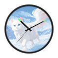 thumbnail image 1 of Indoor 12' Voice-Activated Luminous Decoration Wall Clock With LED Night Light White Cat, 1 of 8