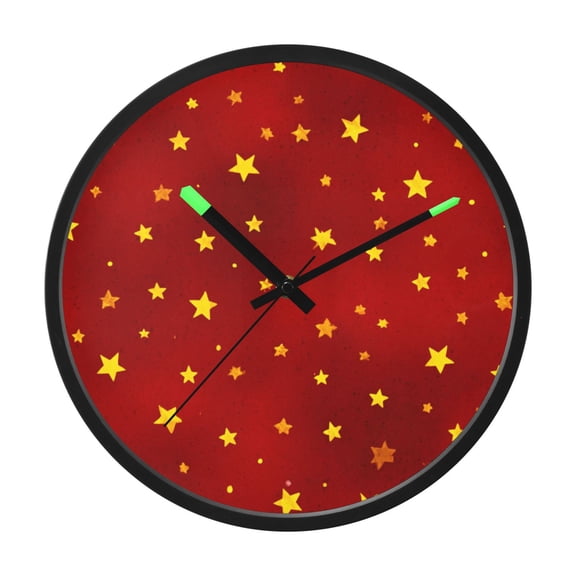 Indoor 12' Voice-Activated Luminous Decoration Wall Clock With LED Night Light Yellow Stars
