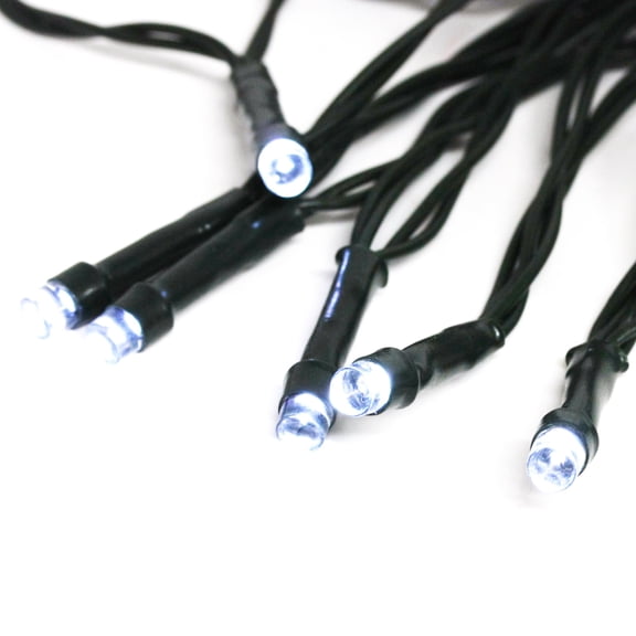 Indoor 20-Count Battery-Operated LED Micro Christmas String Lights, White, Green Wire, 6.3', by Holiday Time