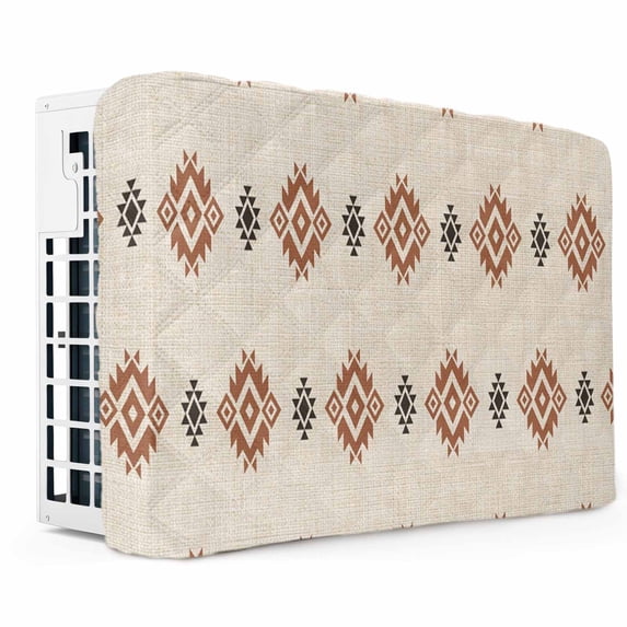 Indoor Air Conditioner Cover, Beige Boho Window AC Unit Cover Double ...