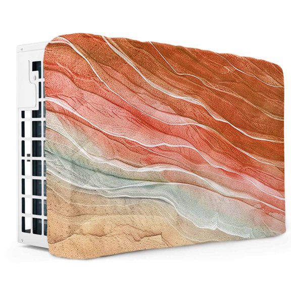Indoor Air Conditioner Cover, Burnt Orange Ombre Coastal Window AC Unit Cover Double Insulation with Drawstring, Summer Nautical Beach Ocean Seaside Waterproof AC Covers for Inside 17Lx13Hx3.5D