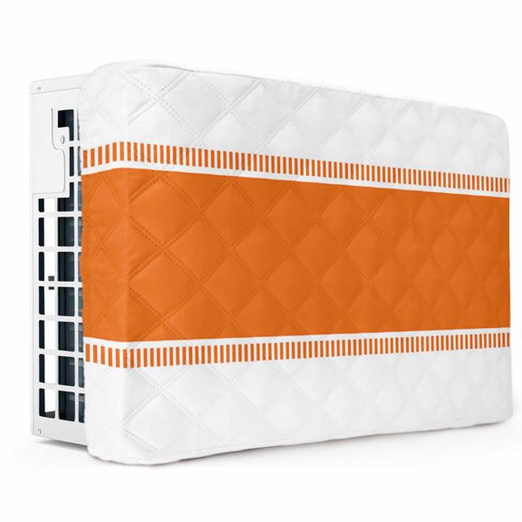 Indoor Air Conditioner Cover, Orange Solid Color Texture Window AC Unit Cover Double Insulation with Drawstring, Simple Orange Stripes Waterproof Air Conditioner Covers for Inside 17Lx13Hx3.5D