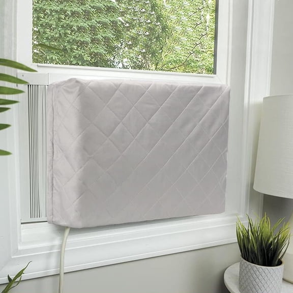 Indoor Air Conditioner Cover for Window Units,Double Insulation Anti-Rust Adjustable Inside Window AC Cover with Free Elastic Straps