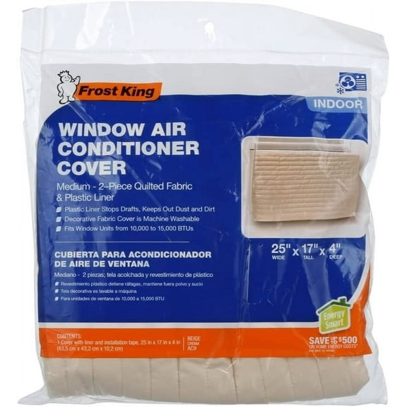 Frost King Indoor Air Conditioner Cover Quilted - Window-Mount, Beige - 2 Pack, 17" x 25"