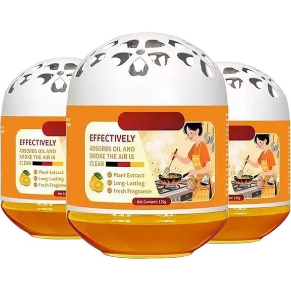 Indoor Air Purification Dust Removal Magic Box,Multi-Functional Air Magic Box, Long-Lasting Kitchen Oil Absorbing Freshener for Kitchen and Living Room (3pcs - LI - orange)