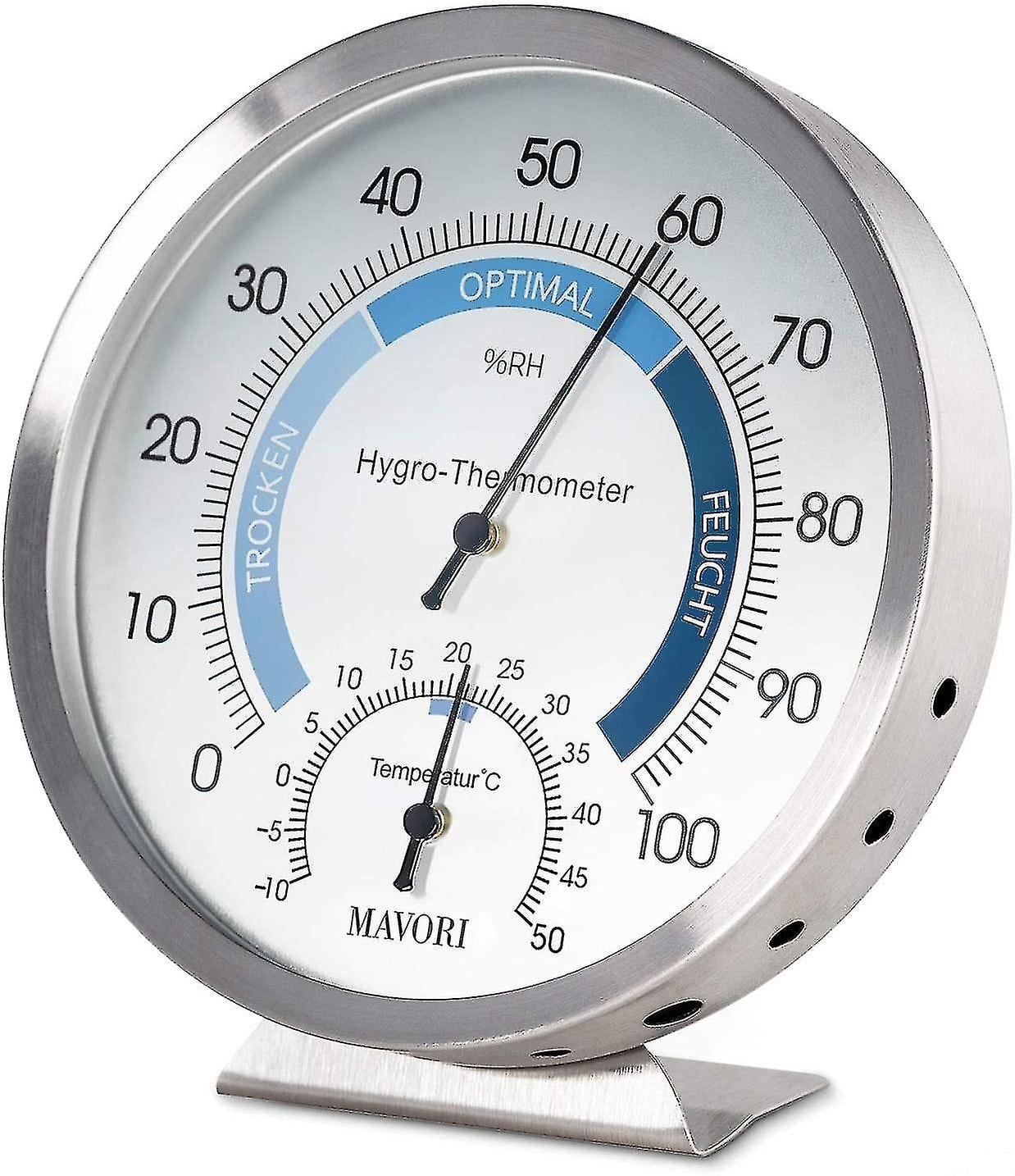 Indoor Analog Hygrometer Thermometer - Stainless Steel Humidity Meter And Room Thermometer For Reliable And Comfortable Indoor Climate Co