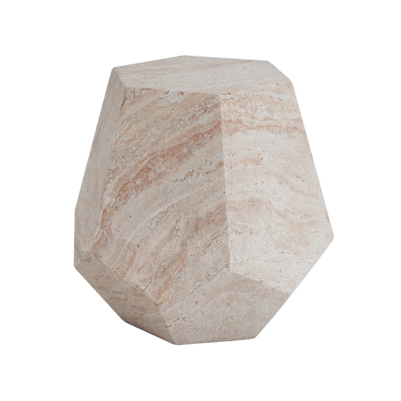 Indoor And Outdoor Hexagonal Round Accent Table Lightweight MGO Concrete With Travertine Finish For Living Room Patio Garden