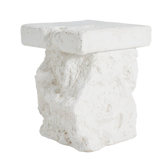 Indoor And Outdoor Irregular Organic Base Rock Texture White MGO Concrete Side Table For Living Room Patio Garden