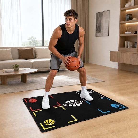 Indoor Anti-Noise Basketball Practice Rug with Optimized Silent Craft, Soft Skin-Friendly Material, Decorative Floor Mat for Living Room Bedroom Balcony Layout & Daily Footwork Training