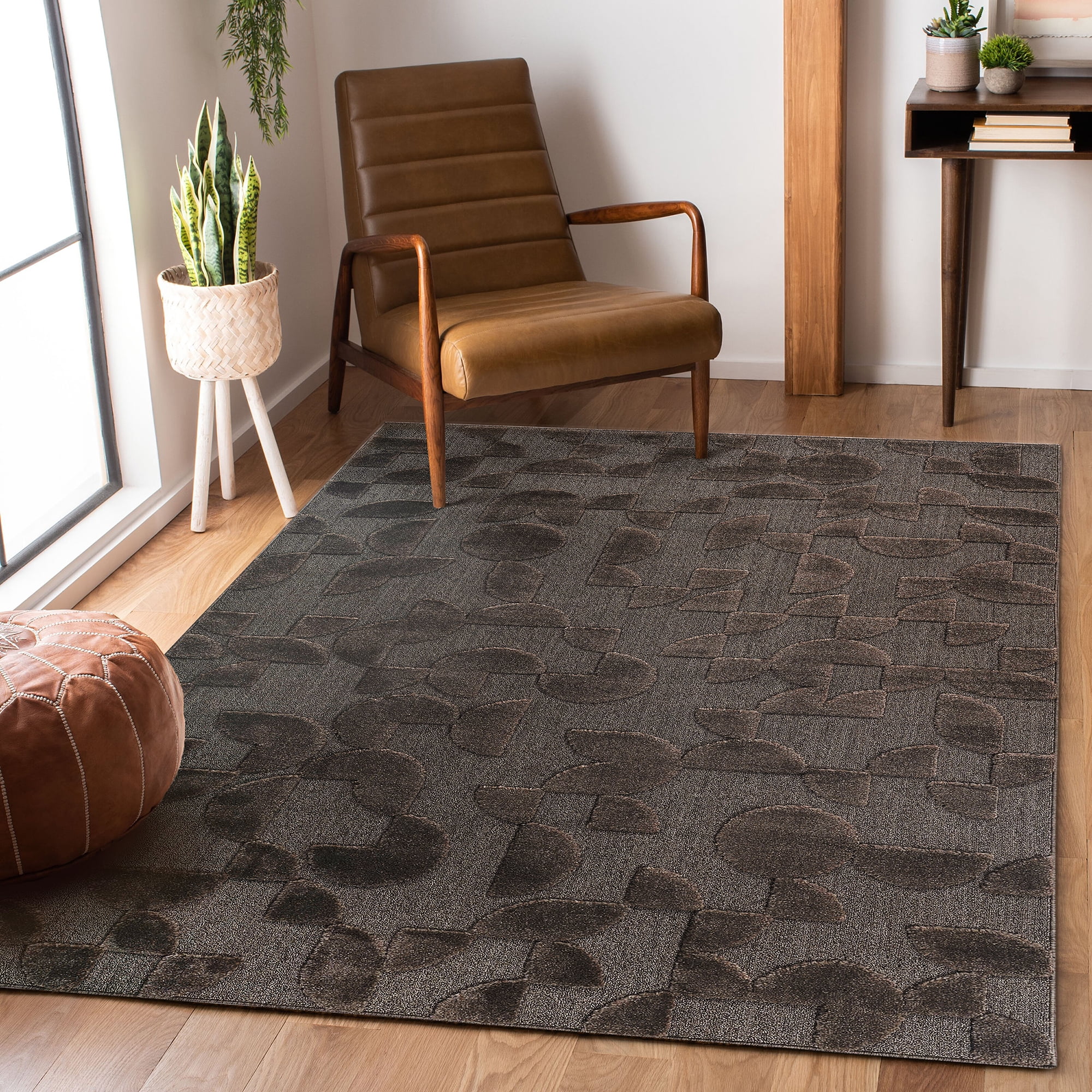 Indoor Area Rug 5'3"x7'6" Modern Contemporary Geometric Bohemian Non-Shedding Stain Fade Resistant Pet Kid Friendly Jute Backing Rug for Living Room Bedroom Kitchen