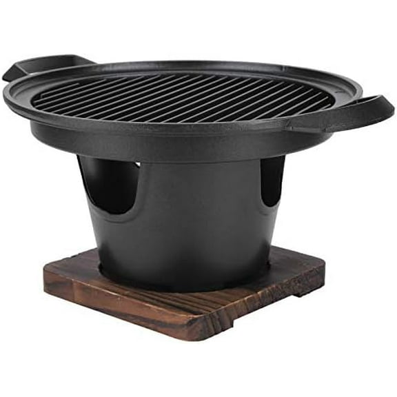 Indoor BBQ Grill, Smokeless Korean Barbecue Stove, Cast Iron Mini Grill with Nonstick Pan Portable Barbecue Charcoal Stove for Indoor Outdoor Camping Home Picnic BBQ for Friends Party