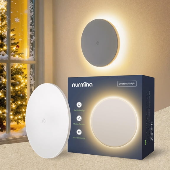 Indoor Backlit Wall Sconce, Dusk to Dawn Motion Sensor Wireless Adjustable Brightness 2000mAh Rechargeable Night Light, White$$Tools & Hardware Other