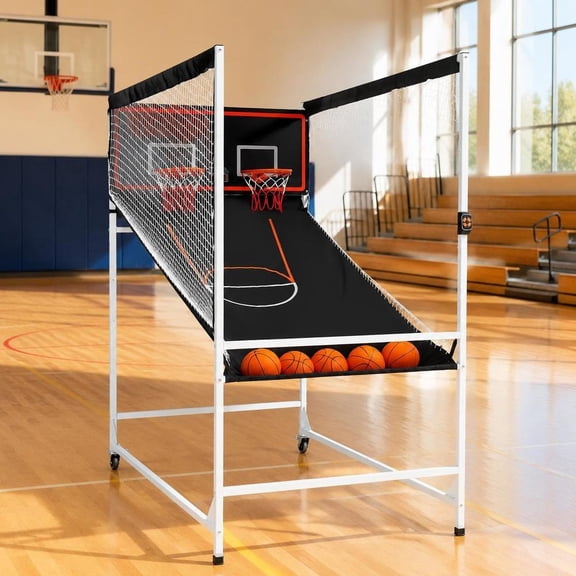 Indoor Basketball Arcade Game, 2 Player, Electronic Scoreboard, 5 Balls, 8 Game Modes