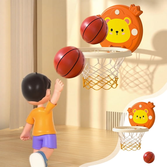 Indoor Basketball Hoop for Kids, Adjustable Height, Mini Cartoon Animal Basketball Hoop Set, Includes 1 Foldable Basketball Hoop 1 Ball and 1 Pump - Indoor Sports Toys Gift for Boys Girls