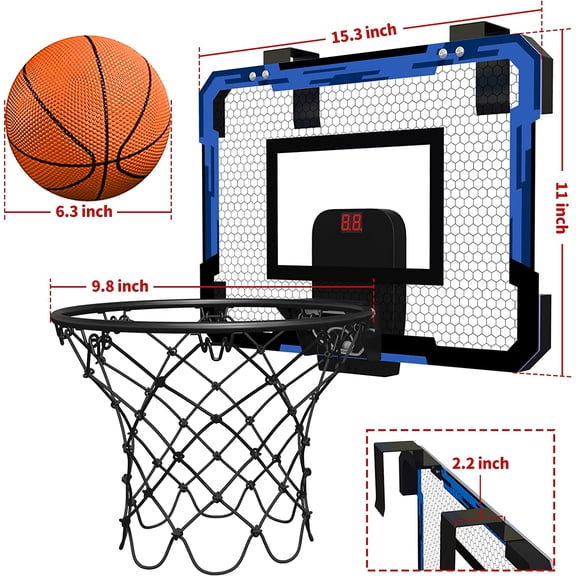 Indoor Basketball Hoop for Kids, Over The Door Basketball Hoops, Mini Hoop with Scoreboard & 3 Balls, Basketball Toys Gifts for 5 6 7 8 9 10 11 12 Year Old Boys Girls Teens