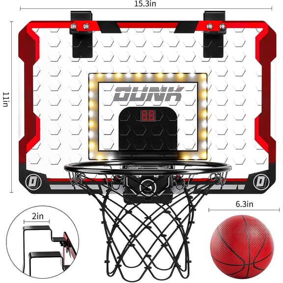 Indoor Basketball Hoop for Kids, Door Room Basketball Hoop,Mini Basketball Hoop with 4 Balls, Basketball Toys for 3 4 5 6 7 8 9 10 11 12 Year Old Boys
