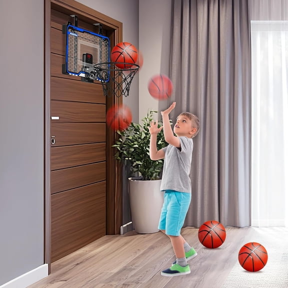 Indoor Basketball Hoop Toys for Kids, Adjustable Height Basketball Hoop Over The Door, Mini Hoops with Scoreboard, Basketball Toys Christmas Birthday Gifts for Boys Age 4 5 6 7 8 9 10 11 12+
