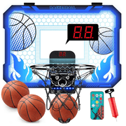 Indoor Basketball Hoop for Kids with 7 Color LED Lights, Remote Control, Over-the-Door Mount, Scoreboard - Gifts for 4-12 Year Old Boys & Girls