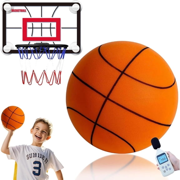 Indoor Basketball Set, 2025 Upgrade Silent Basketball with a Detachable Iron Basketball Hoop, Practicing Dribbling, , and Dunking Techniques Quietly at Any time Indoors,for Teens and Adults