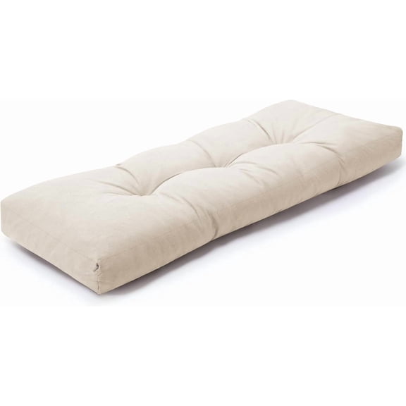 Indoor Bench Cushions, Tufted High-Density Foam Cushions for Indoor Furniture, Soft Bench Seat Cushion with Non-Slip Bottom, 36" X 14" X 4 (Cream)