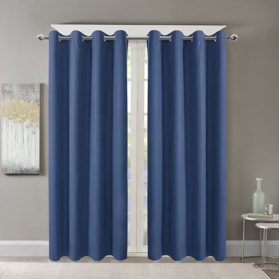 Indoor Blackout Curtain 34x72inch Navy Blue, 2 Panel