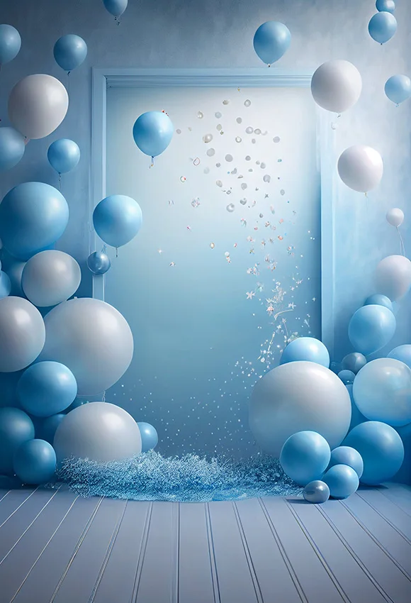 Indoor Blue Balloons Kids Birthday Party Wedding Maternity Portrait r ...