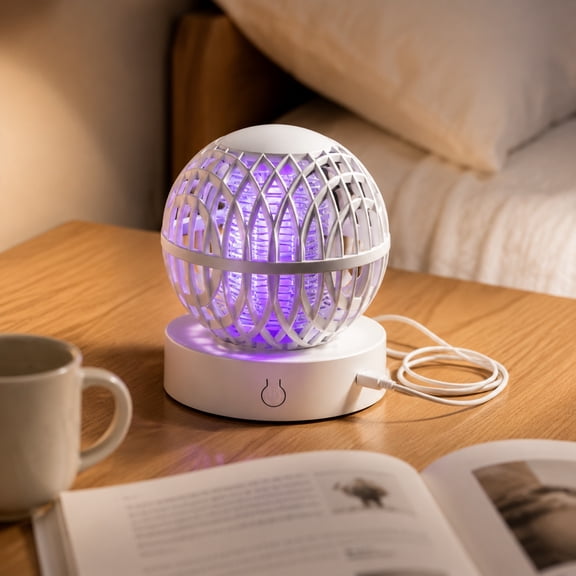 Indoor Bug Zapper for Home, Indoor Insect, Indoor, Indoor Zapper, White 1Pc Usb Charging Desktop Mosquito Attract, 4.25X4.9X2.2 in Cordless Rechargeable Small Countertop Zapper