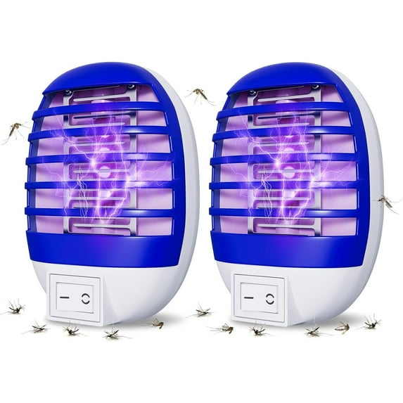 Indoor Bug Zappers, Electronic Insect Killer Fly Insect Trap Plug-in Mosquitoes Killer Mosquito Zapper with Blue Lights for Living Room,Kitchen,Bedroom,Baby Room,Office (2packs)