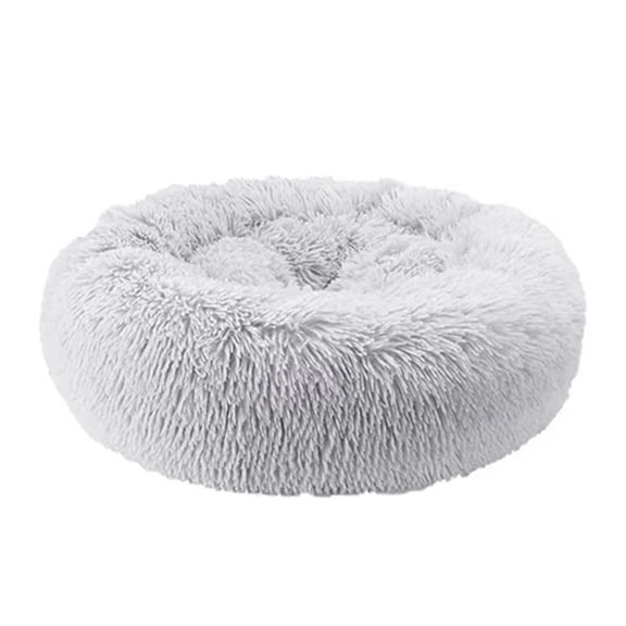 Indoor Calming Bed for Anxious Dogs 20x20x8 Inch Round Plush Self-Warming Donut, Vacuum Compressed
