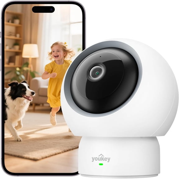Indoor Camera 2.5K, No Monthly Fees, Pan & Tilt, 360 Dog/Pet Camera for Home Security, 2.4/ 5GHz WiFi 6, Bluetooth Pai, Human/Pet/Baby Crying Detection, Two-Way Audio, Night Vision