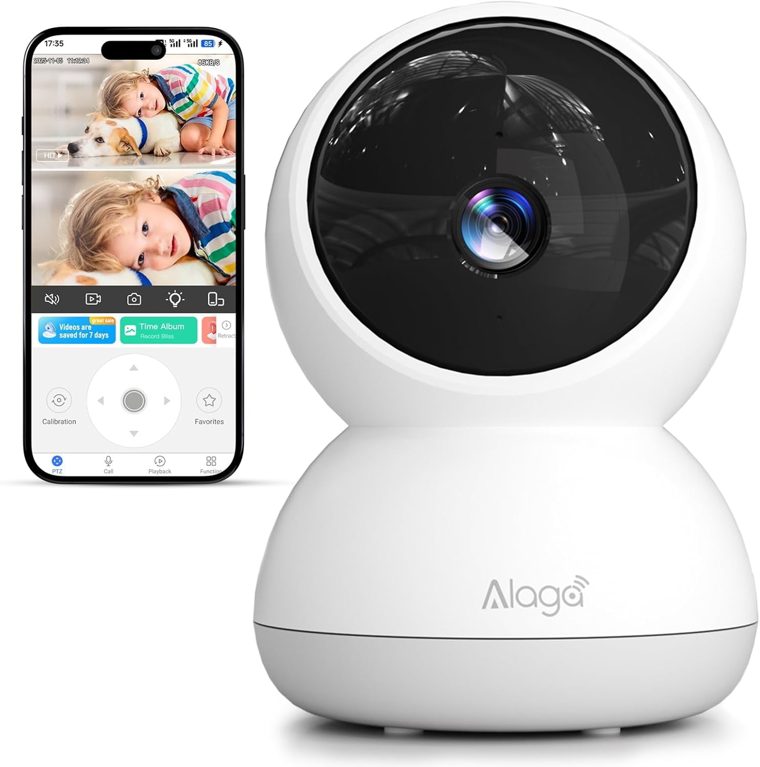 Indoor Camera, 3K HD Indoor Security Camera, 360° Pan/Tilt Pet Camera, 2-Way Audio, Siren, Night Vion, Baby/Pet Monitor with Phone App 2.4G and 5G WiFi, Compatible Alexa and Asstant