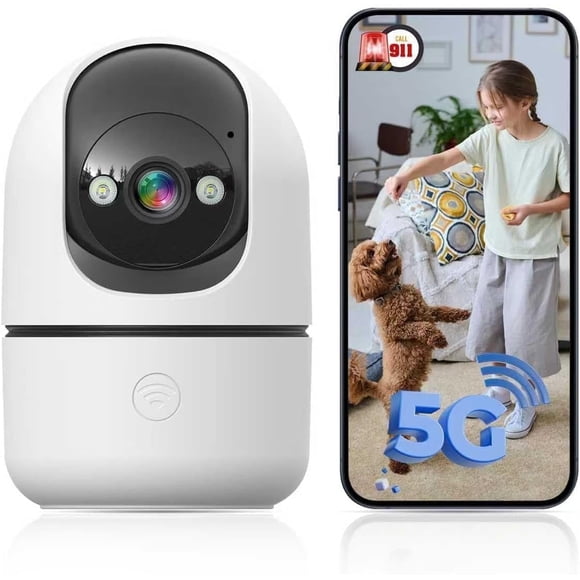 Indoor Camera, 5G&2.4G WiFi Cameras for Home Security Instant 911 Alert, 360° Pan/Tilt Baby Monitor/Dog/Pet Camera, AI Motion Detection, Night Vision
