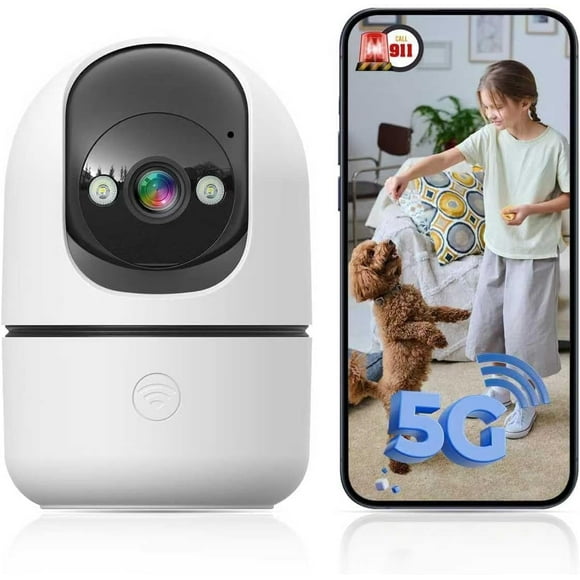 Indoor Camera, 5G&2.4G WiFi Cameras for Home Security Instant 911 Alert, 360 Pan/Tilt Baby Monitor/Dog/Pet Camera, AI Motion Detection, Night Vision