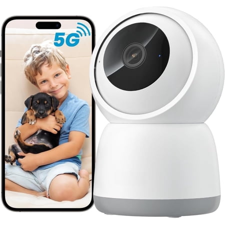 Indoor Camera, Cameras for , 5G Camera Indoor, 360? // Camera with Phone App, AI , 2-Way Audio, Night Vision, 24/7 SD Card Storage, Alexa