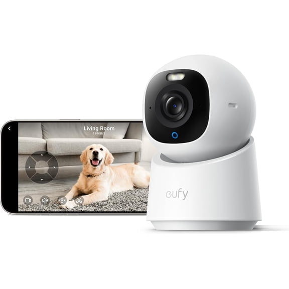 Indoor Camera E30, Latest Generation, 4K UHD Security Camera, Pet/Dog/Baby with Phone app, Color Night Vision, Human/Pet Auto Tracking, 360 Coverage, Works Homekit, White