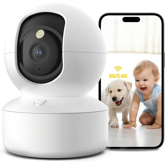 Indoor Camera - Pet Camera, 5G/2.4GHz WiFi Cam for with Phone App, 360? Pan & Tilt, 2-Way Audio, Color Night Vision, for 2025 with 12s Cloud Storage