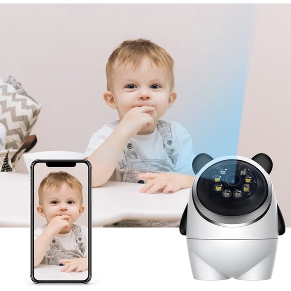 Indoor Camera Wireless, 1080P Security Camera for Home with Night Vision, 2-Way Audio, Motion Detection, 360 View, WiFi 2.4G, White