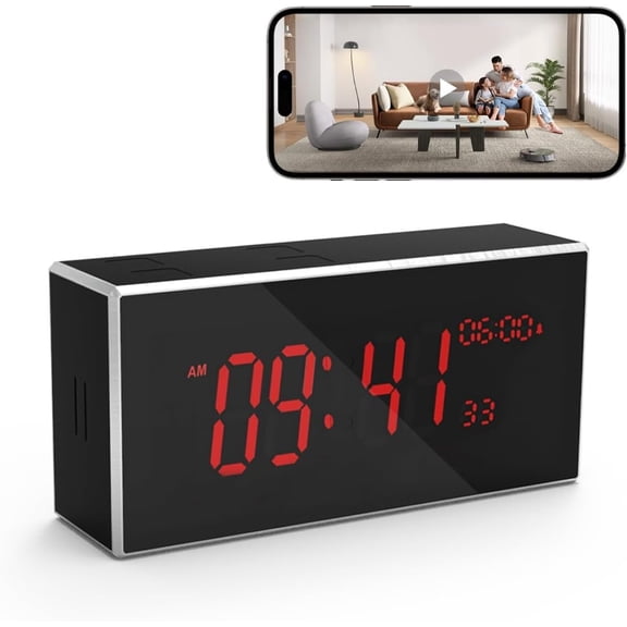 Indoor Camera with Clock,HD1080P,Motion Detection, WiFi,Night Vision,160? Wide-Angle View,Phone App,24/7 for ,/Elder(2.4G and 5G)